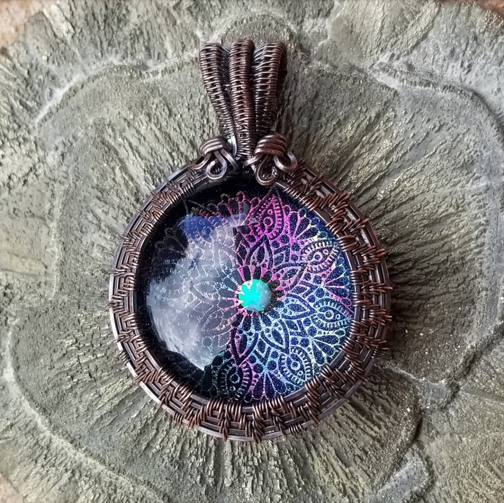 Blown Glass & Opal Pendant